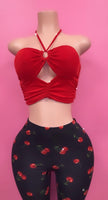 Large red ring cutout halter top