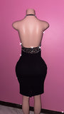 “Maldad & Elegancia” black bling knee length dress