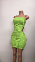 Large Green cutout dress with rhinestone straps