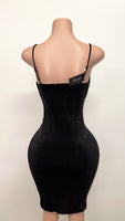 “All black babe” velour glitter dress
