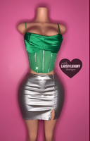 Green bling corset style top