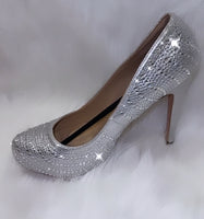 Silver blinged out pumps