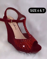 Size 6 Red bling wedges