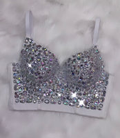 White & silver blinged out gem top