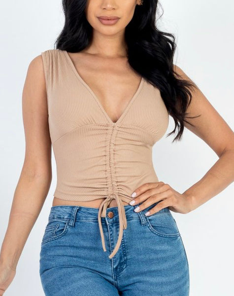 Small Scrunched v neck top