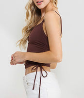 Side scrunched and tied cami tank top