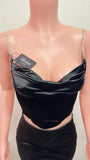 Medium Satin corset style rhinestone diamond bling strap top