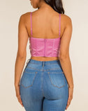 Pink/mauve corset style top with golden chain strap details