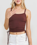 Side scrunched and tied cami tank top